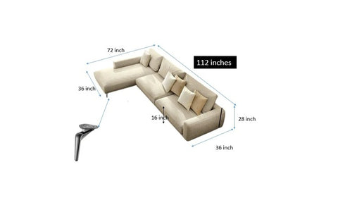 Drops Designer Sectional Sofa in Premium Fabric